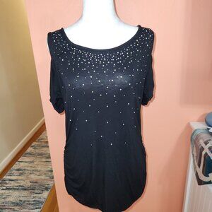 Women's Candies Black Shoulder Cut Out Blouse